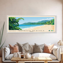 Carregar imagem no visualizador da galeria, Bamboo Beaches, Jamaica Panoramic Print, Vacation Gift, Jamaica Wall Art, Beach Painting, Beach Decor, Large Wall Art, Wood Frame Art