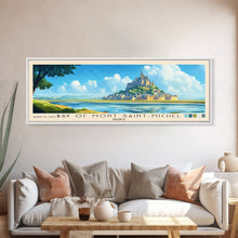 Load image into Gallery viewer, Bay of Mont Saint-Michel, France Panoramic Beach Print, Vacation Gift, France Wall Art, Framed Canvas Print, Framed Beach Painting