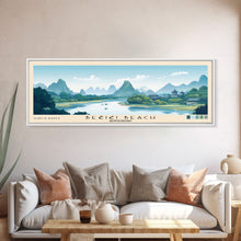 Load image into Gallery viewer, Bečići Beach, Montenegro Panoramic Print, Vacation Gift, Montenegro Wall Art, Beach Painting, Beach Decor, Beach Or Lakehouse Art