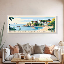 Load image into Gallery viewer, Belle Mare Plage, Mauritius Panoramic Beach Print, Vacation Gift, Mauritius Wall Art, Framed Canvas Print, Framed Beach Painting