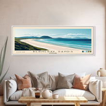 Load image into Gallery viewer, Berneray Sands, Scotland Panoramic Print, Vacation Gift, Scotland Wall Art, Beach Painting, Beach Decor, Large Wall Art, Wood Frame Art
