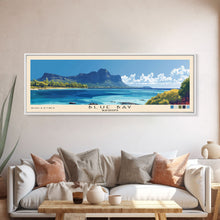 Load image into Gallery viewer, Blue Bay, Mauritius Panoramic Print, Vacation Gift, Mauritius Wall Art, Beach Painting, Beach Decor, Large Wall Art, Wood Frame Art