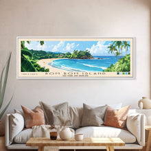 Carregar imagem no visualizador da galeria, Bom Bom Island, São Tomé and Príncipe Panoramic Print, Vacation Gift, São Tomé and Príncipe Wall Art, Beach Painting, Beach Decor, Large Wall Art, Wood Frame Art