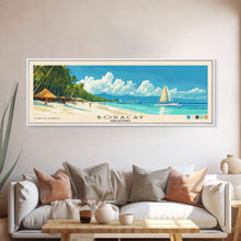Load image into Gallery viewer, Boracay, Philippines Panoramic Print, Vacation Gift, Philippines Wall Art, Beach Painting, Beach Decor, Large Wall Art, Wood Frame Art