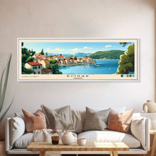 Load image into Gallery viewer, Borak, Croatia Panoramic Beach Print, Vacation Gift, Croatia Wall Art, Framed Canvas Print, Framed Beach Painting