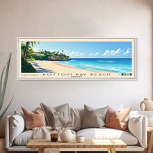 Load image into Gallery viewer, Bottom Bay Beach, Barbados Panoramic Beach Print, Vacation Gift, Barbados Wall Art, Framed Canvas Print, Framed Beach Painting