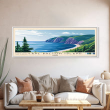 Carregar imagem no visualizador da galeria, Cape Breton Island, Canada Panoramic Beach Print, Vacation Gift, Canada Wall Art, Framed Canvas Print, Framed Beach Painting