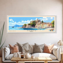 Load image into Gallery viewer, Corfu, Greece Panoramic Print, Vacation Gift, Greece Wall Art, Vacation Wall Art, Vacatation Memories, Beach Decor, Beach Or Lakehouse Art