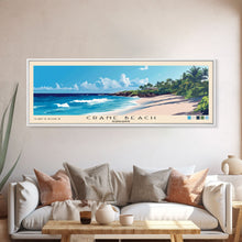 Load image into Gallery viewer, Crane Beach, Barbados Panoramic Print, Vacation Gift, Barbados Wall Art, Beach Painting, Beach Decor, Large Wall Art, Wood Frame Art