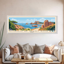 Cargar imagen en el visor de la galería, Côte de Granit Rose, France Panoramic Beach Print, Vacation Gift, France Wall Art, Beach Painting, Beach Decor, Beach Painting