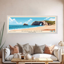 Load image into Gallery viewer, Durdle Door, United Kingdom Panoramic Beach Print, Vacation Gift, United Kingdom Wall Art, Framed Canvas Print, Framed Beach Painting