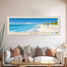 Load image into Gallery viewer, English Point Beach, Turks and Caicos Panoramic Beach Print, Vacation Gift, Turks and Caicos Wall Art, Framed Canvas Print, Framed Beach Painting