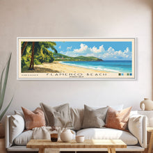 Carregar imagem no visualizador da galeria, Flamenco Beach, Puerto Rico Panoramic Print, Vacation Gift, Puerto Rico Wall Art, Beach Painting, Beach Decor, Large Wall Art, Wood Frame Art