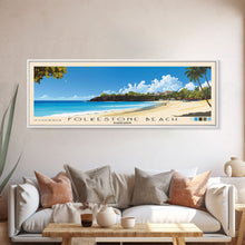 Cargar imagen en el visor de la galería, Folkestone Beach, Barbados Panoramic Print, Vacation Gift, Barbados Wall Art, Beach Painting, Beach Decor, Beach Or Lakehouse Art