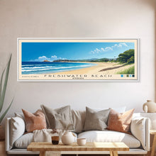 Load image into Gallery viewer, Freshwater Beach, Australia Panoramic Print, Vacation Gift, Australia Wall Art, Beach Painting, Beach Decor, Large Wall Art, Wood Frame Art