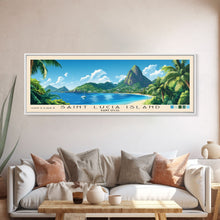 Load image into Gallery viewer, Saint Lucia Island, Saint Lucia Panoramic Print, Vacation Gift, Saint Lucia Wall Art, Beach Painting, Beach Decor, Beach Or Lakehouse Art