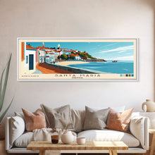 Load image into Gallery viewer, Santa Maria, Portugal Panoramic Beach Print, Vacation Gift, Portugal Wall Art, Beach Painting, Beach Decor, Beach Painting