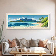 Load image into Gallery viewer, Tikehau, French Polynesia Panoramic Print, Vacation Gift, French Polynesia Wall Art, Beach Painting, Beach Decor, Large Wall Art, Wood Frame Art