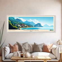 Load image into Gallery viewer, Zhoushan, China Panoramic Beach Print, Vacation Gift, China Wall Art, Beach Painting, Beach Decor, Beach Painting