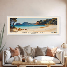 Carregar imagem no visualizador da galeria, Adventure Bay, Australia Watercolor Beach Print, Vacation Gift, Australia Wall Art, Framed Canvas Print, Framed Beach Painting