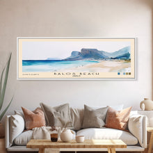 Carregar imagem no visualizador da galeria, Balos Beach, Greece Watercolor Beach Print, Vacation Gift, Greece Wall Art, Framed Canvas Print, Framed Beach Painting