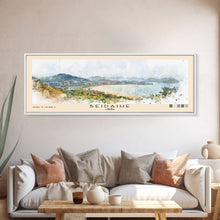 Load image into Gallery viewer, Beidaihe, China Watercolor Beach Print, Vacation Gift, China Wall Art, Framed Canvas Print, Framed Beach Painting