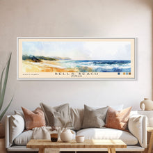 Load image into Gallery viewer, Bells Beach, Australia Watercolor Beach Print, Vacation Gift, Australia Wall Art, Framed Canvas Print, Framed Beach Painting