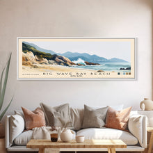 Load image into Gallery viewer, Big Wave Bay Beach, Hong Kong Watercolor Print, Vacation Gift, Hong Kong Wall Art, Beach Painting, Beach Decor, Large Wall Art, Wood Frame Art