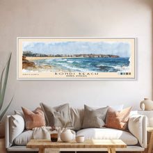 Load image into Gallery viewer, Bondi Beach, Sydney, Australia Watercolor Print, Vacation Gift, Sydney, Australia Wall Art, Beach Painting, Beach Decor, Large Wall Art, Wood Frame Art
