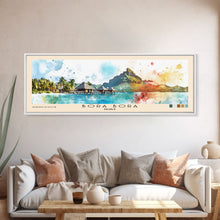 Load image into Gallery viewer, Bora Bora, France Watercolor Beach Print, Vacation Gift, France Wall Art, Framed Canvas Print, Framed Beach Painting