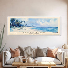 Load image into Gallery viewer, Bávaro Beach, Dominican Republic Watercolor Beach Print, Vacation Gift, Dominican Republic Wall Art, Framed Canvas Print, Framed Beach Painting