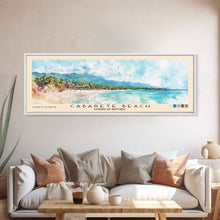 Load image into Gallery viewer, Cabarete Beach, Dominican Republic Watercolor Print, Vacation Gift, Dominican Republic Wall Art, Beach Painting, Beach Decor, Large Wall Art, Wood Frame Art