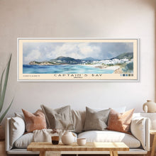 Load image into Gallery viewer, Captain's Bay, Anguila Watercolor Print, Vacation Gift, Anguila Wall Art, Beach Painting, Beach Decor, Large Wall Art, Wood Frame Art