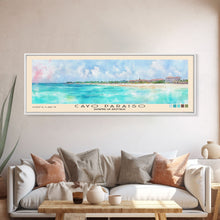 Cargar imagen en el visor de la galería, Cayo Paraiso, Dominican Republic Watercolor Beach Print, Vacation Gift, Dominican Republic Wall Art, Framed Canvas Print, Framed Beach Painting