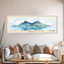 Load image into Gallery viewer, Chatham Island, New Zealand Watercolor Print, Vacation Gift, New Zealand Wall Art, Beach Painting, Beach Decor, Large Wall Art, Wood Frame Art