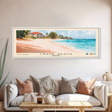 Load image into Gallery viewer, Crane Beach, Barbados Watercolor Beach Print, Vacation Gift, Barbados Wall Art, Framed Canvas Print, Framed Beach Painting