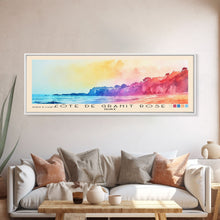 Cargar imagen en el visor de la galería, Côte de Granit Rose, France Watercolor Beach Print, Vacation Gift, France Wall Art, Framed Canvas Print, Framed Beach Painting