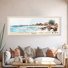 Load image into Gallery viewer, Curralinho Beach, Cape Verde, Senegal Watercolor Print, Vacation Gift, Senegal Wall Art, Beach Painting, Beach Decor, Large Wall Art, Wood Frame Art