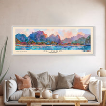 Load image into Gallery viewer, El Nido, Philippines Watercolor Beach Print, Vacation Gift, Philippines Wall Art, Framed Canvas Print, Framed Beach Painting