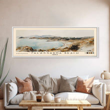 Load image into Gallery viewer, Falassarna Beach, Greece Watercolor Print, Vacation Gift, Greece Wall Art, Beach Painting, Beach Decor, Large Wall Art, Wood Frame Art