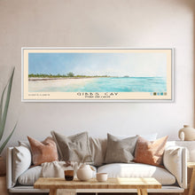 Load image into Gallery viewer, Gibbs Cay, Turks and Caicos Watercolor Beach Print, Vacation Gift, Turks and Caicos Wall Art, Framed Canvas Print, Framed Beach Painting