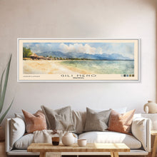 Load image into Gallery viewer, Gili Meno, Indonesia Watercolor Print, Vacation Gift, Indonesia Wall Art, Beach Painting, Beach Decor, Large Wall Art, Wood Frame Art