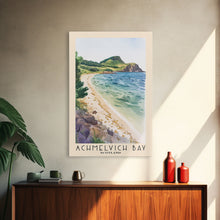 Load image into Gallery viewer, Achmelvich Bay, Scotland Watercolor Print, Vacation Gift, Scotland Wall Art, Beach Painting, Beach Decor, Large Wall Art, Wood Frame Art