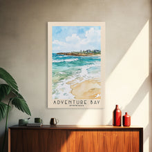 Carregar imagem no visualizador da galeria, Adventure Bay, Australia Watercolor Beach Print, Vacation Gift, Australia Wall Art, Framed Canvas Print, Framed Beach Painting