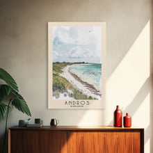 Load image into Gallery viewer, Andros, Bahamas Watercolor Beach Print, Vacation Gift, Bahamas Wall Art, Framed Canvas Print, Framed Beach Painting