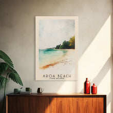 Load image into Gallery viewer, Aroa Beach, Cook Islands Watercolor Print, Vacation Gift, Cook Islands Wall Art, Beach Painting, Beach Decor, Large Wall Art, Wood Frame Art