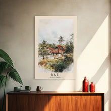Load image into Gallery viewer, Bali, Indonesia Watercolor Print, Vacation Gift, Indonesia Wall Art, Beach Painting, Beach Decor, Large Wall Art, Wood Frame Art