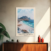 Carregar imagem no visualizador da galeria, Balos Beach, Greece Watercolor Beach Print, Vacation Gift, Greece Wall Art, Framed Canvas Print, Framed Beach Painting