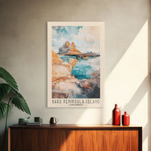 Load image into Gallery viewer, Barú Peninsula-Island, Colombia Watercolor Beach Print, Vacation Gift, Colombia Wall Art, Beach Painting, Beach Decor, Beach Painting