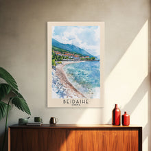 Load image into Gallery viewer, Beidaihe, China Watercolor Beach Print, Vacation Gift, China Wall Art, Framed Canvas Print, Framed Beach Painting